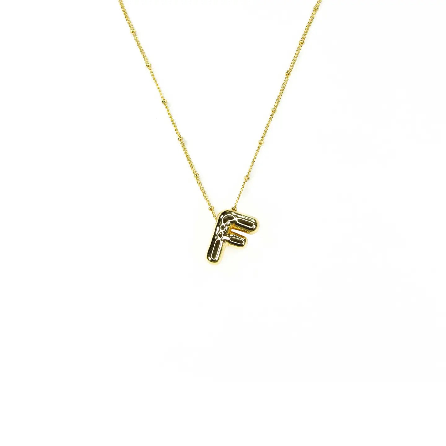 Initial Balloon Bubble 18K Gold Necklace - Smooth