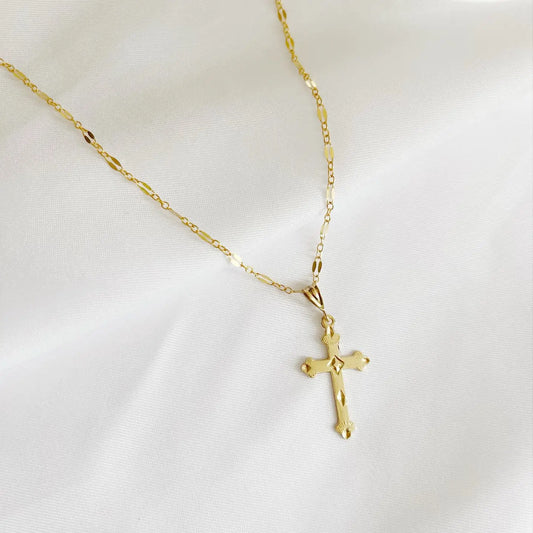 Risen Religious Cross Necklace Gold Filled