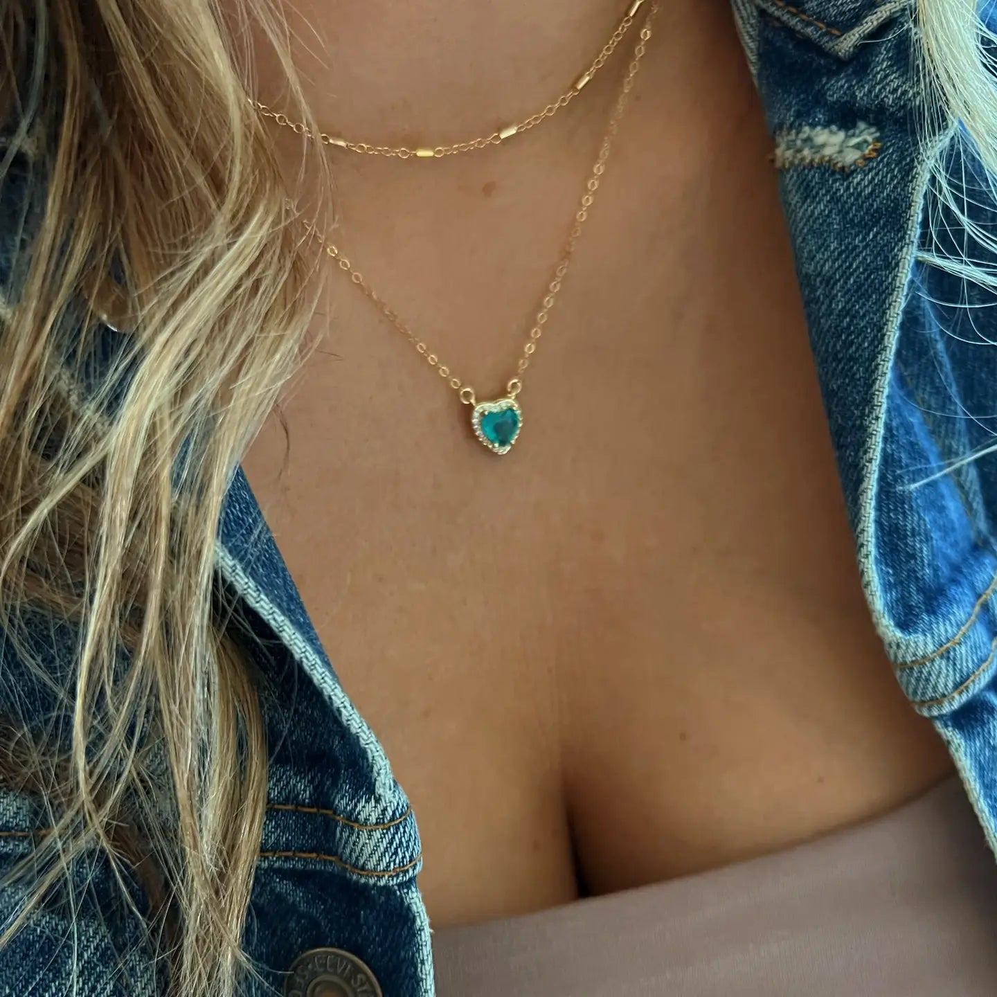 Green with Envy Emerald Heart Necklace Gold Filled