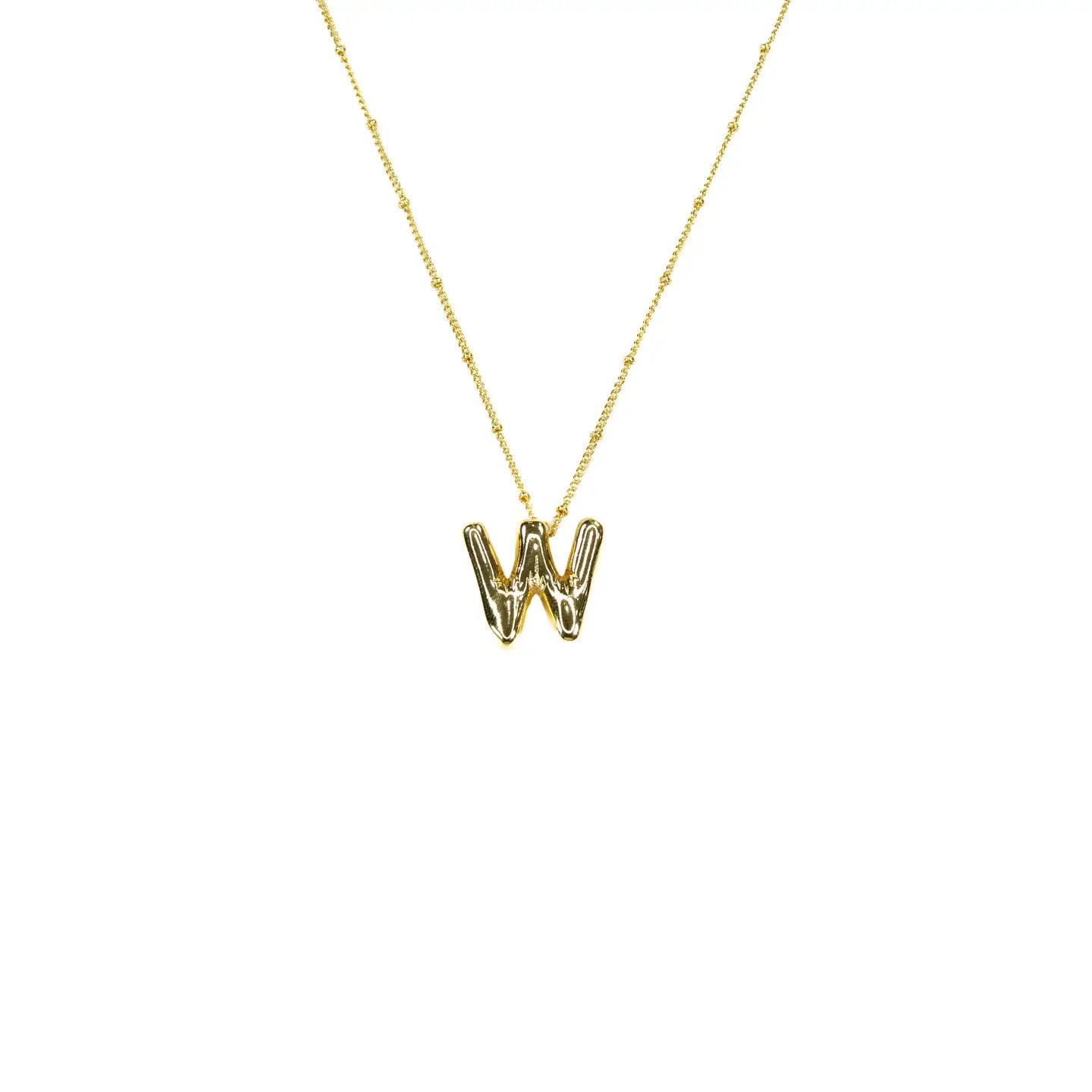 Initial Balloon Bubble 18K Gold Necklace - Smooth