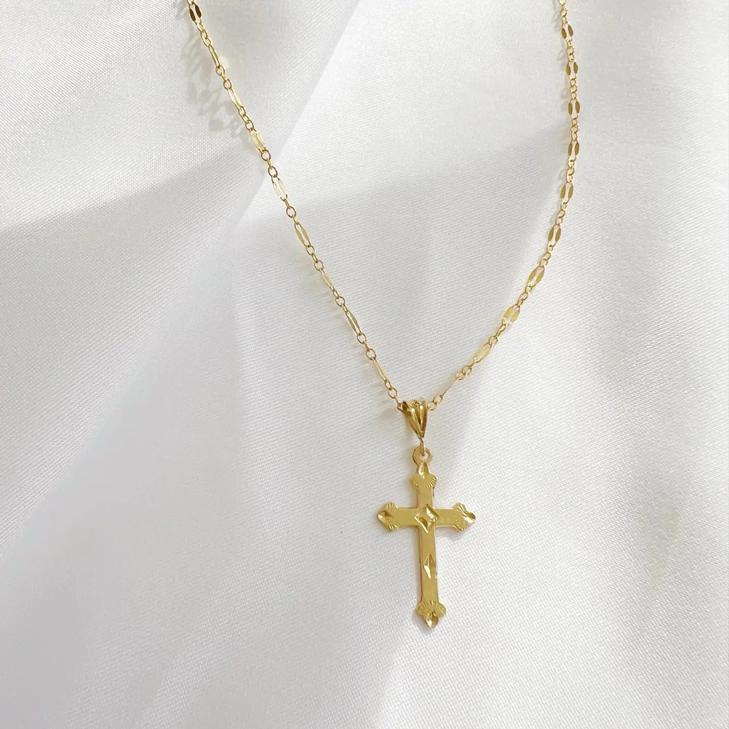 Risen Religious Cross Necklace Gold Filled
