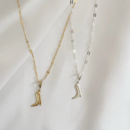 Howdy Cowboy Boot Necklace Sterling Silver