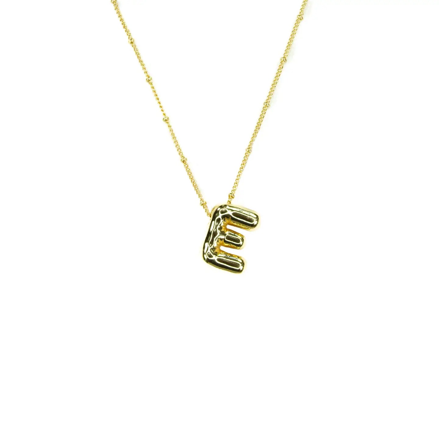 Initial Balloon Bubble 18K Gold Necklace - Smooth