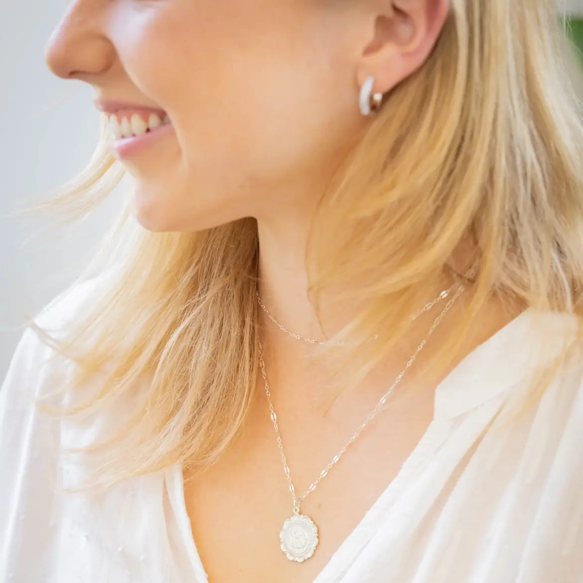 Glisten Pave Silver White Gold Filled Huggie Hoops Earrings