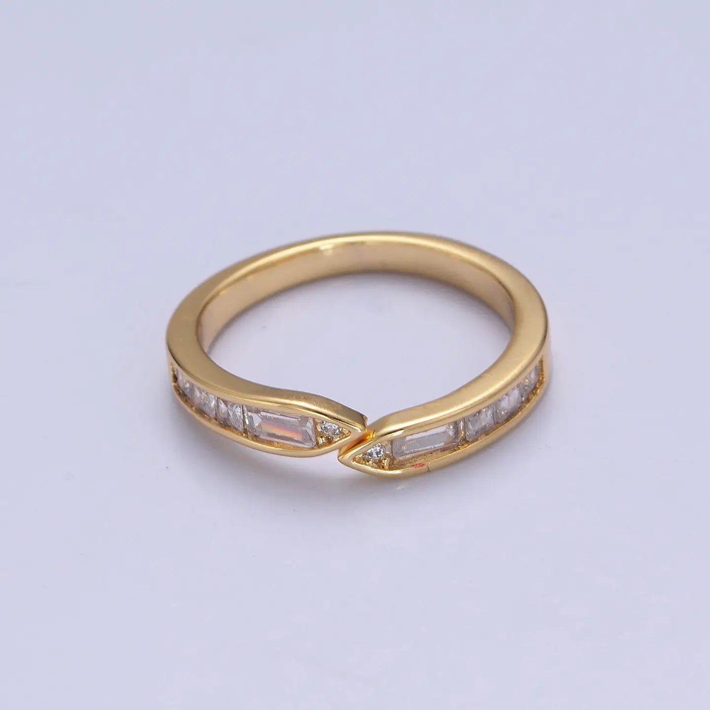 Minimalist Baguette Round Geometric Adjustable Ring