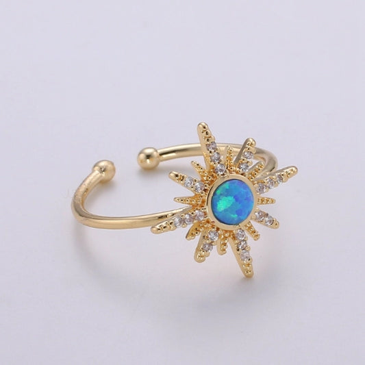 Dainty Blue Opal Ring - Gold