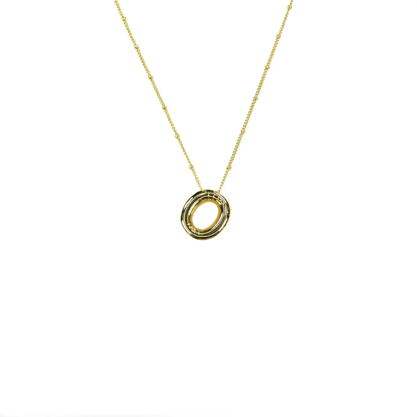 Initial Balloon Bubble 18K Gold Necklace - Smooth
