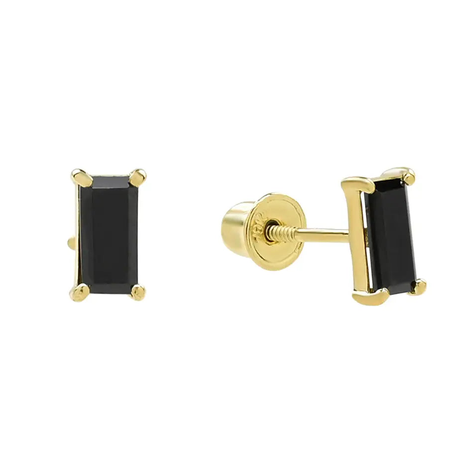 10k Black Cz Emerald Studs