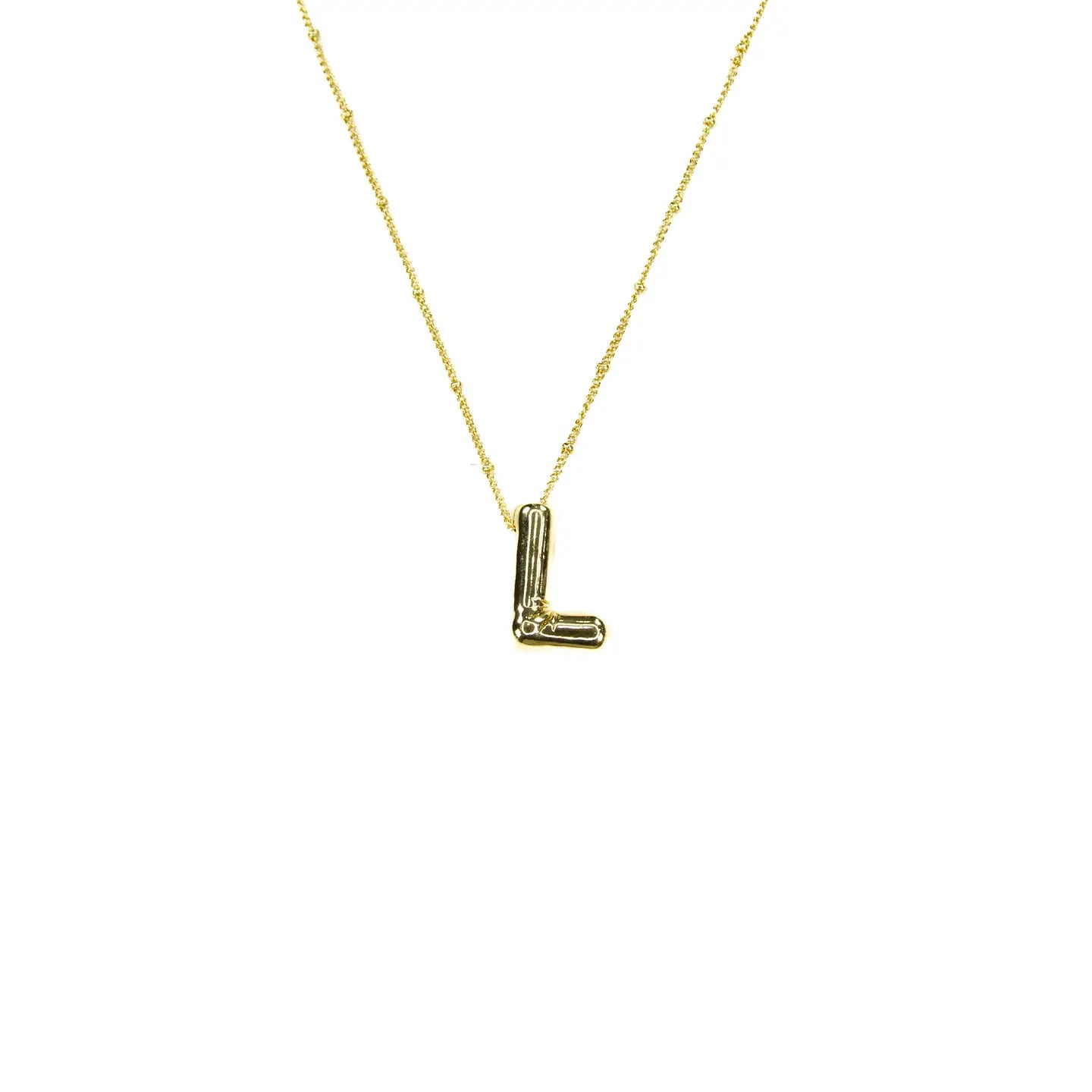 Initial Balloon Bubble 18K Gold Necklace - Smooth