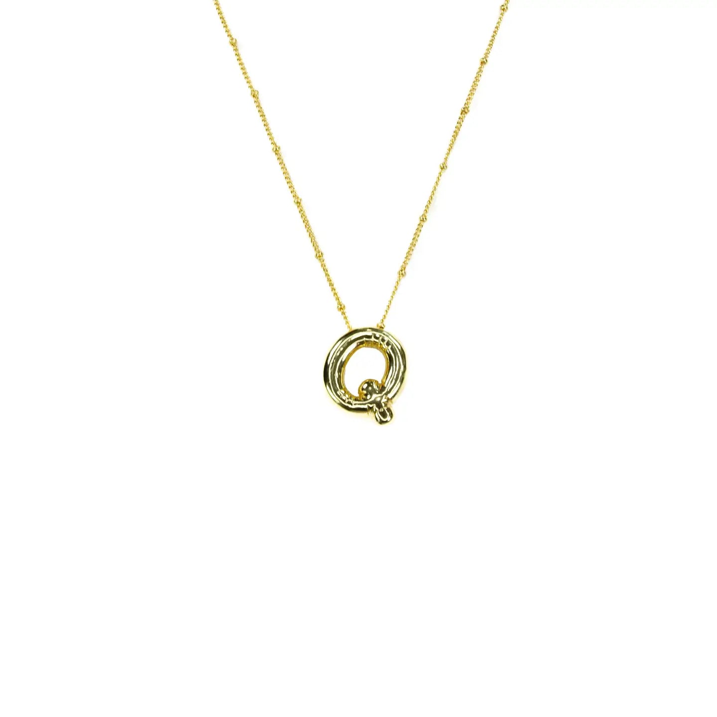 Initial Balloon Bubble 18K Gold Necklace - Smooth