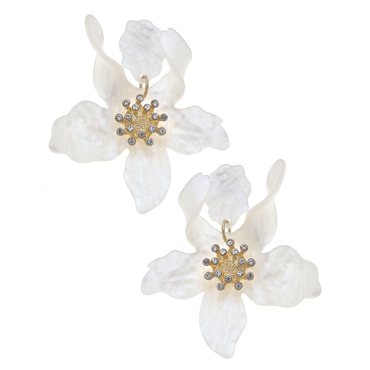 Chloe Resin Flower Statement Earrings - White