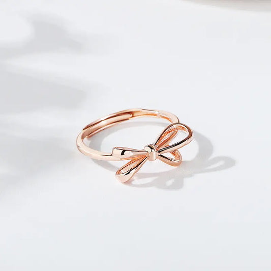 Bow Tie Bowknot Band Ring in Sterling Silver - Rose Gold