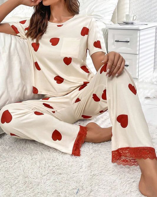 Heart Tee and Pants Pajama Set