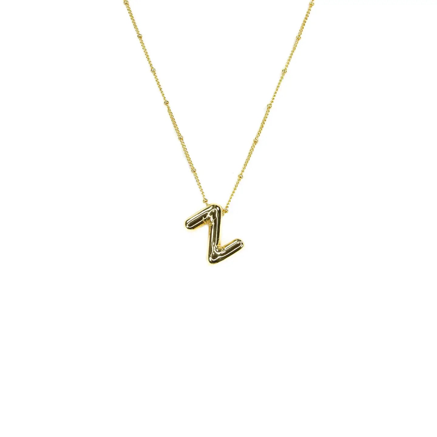 Initial Balloon Bubble 18K Gold Necklace - Smooth