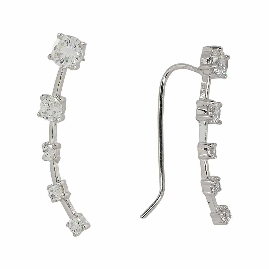 Curved Graduated Cz Crawler - Silver