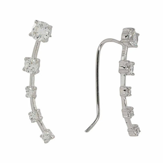 Curved Graduated Cz Crawler - Silver