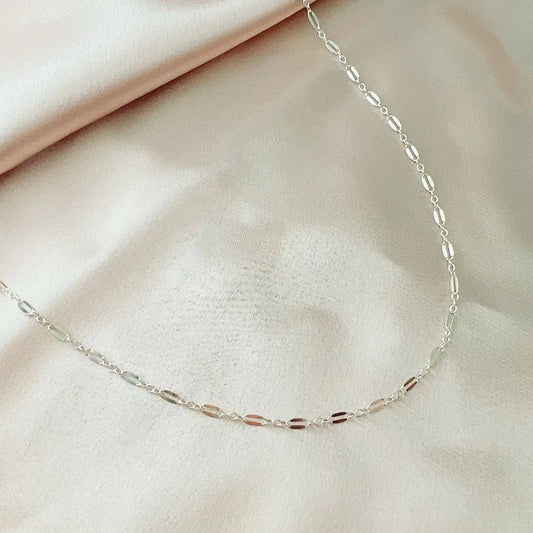 Kamryn Sterling Silver Dapped Sequin Chain Necklace