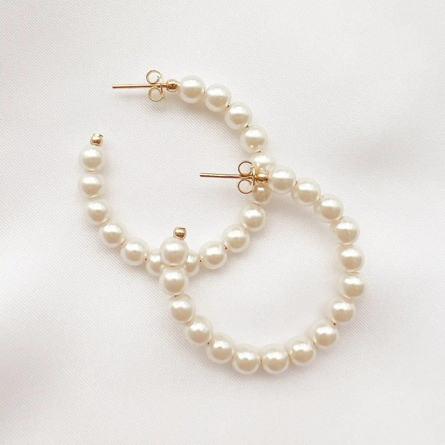 Ocean Ave Pearl Hoops Earrings Gold Filled