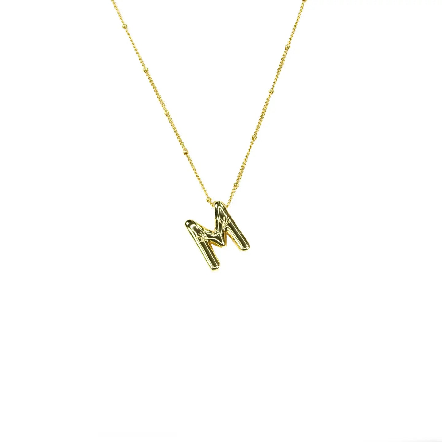 Initial Balloon Bubble 18K Gold Necklace - Smooth