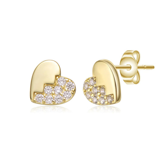 Sterling Silver Hearts Earrings - Gold