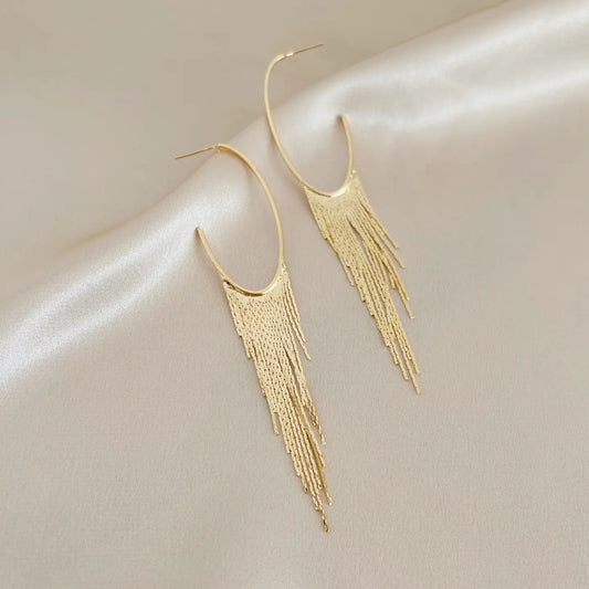 Cascading Fringe Hoops Earrings Gold Filled