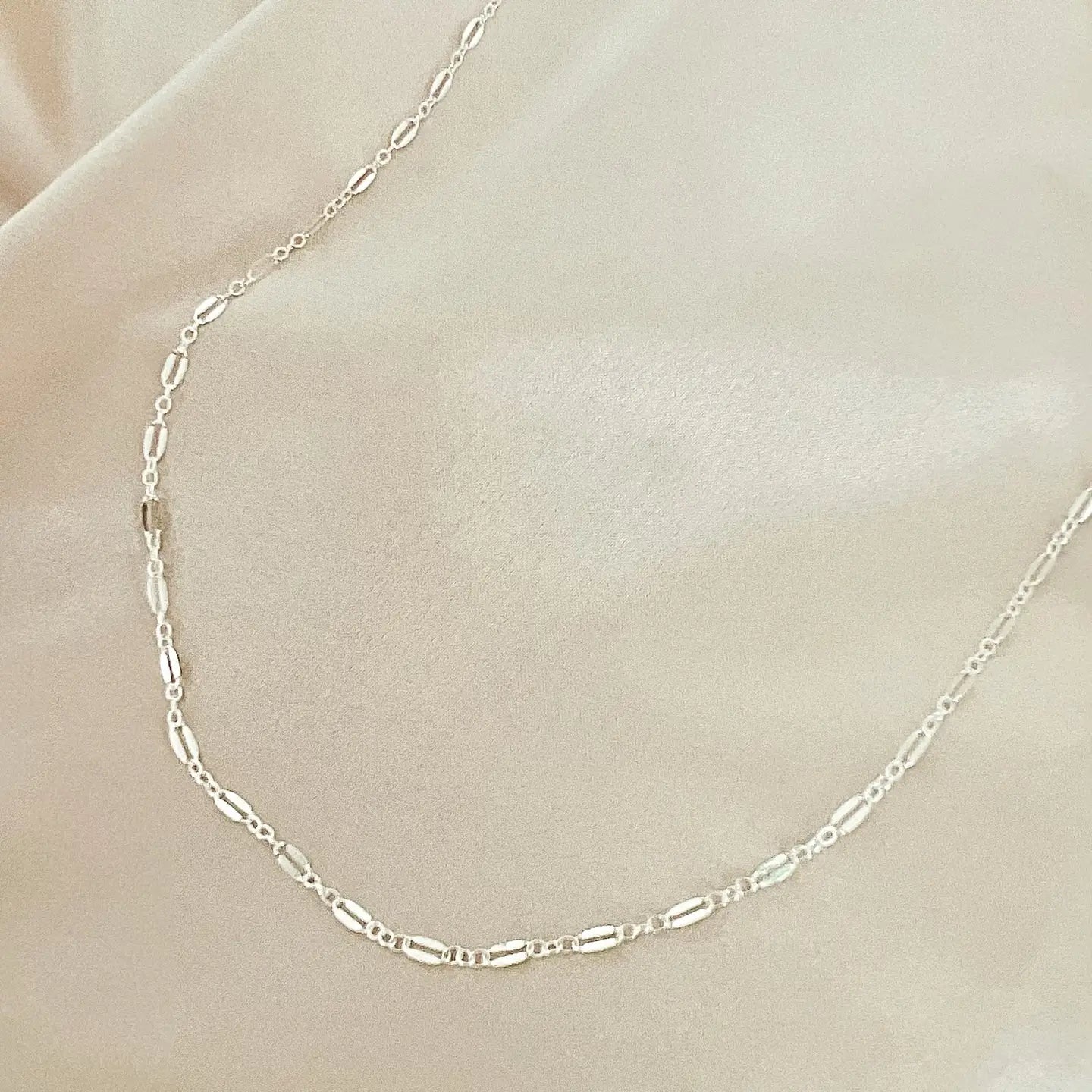 Kamryn Sterling Silver Dapped Sequin Chain Necklace