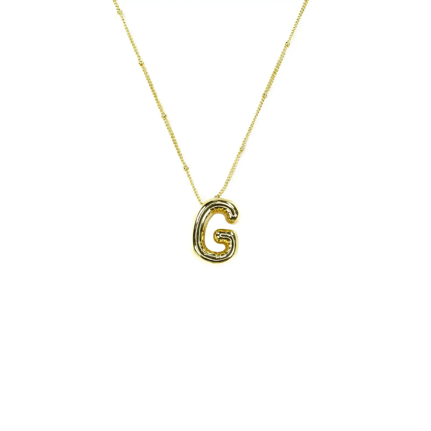 Initial Balloon Bubble 18K Gold Necklace - Smooth