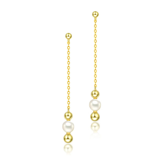 Sterling Silver Gold Plated 5.5mm Freshwater Pearl Earrings - Gold
