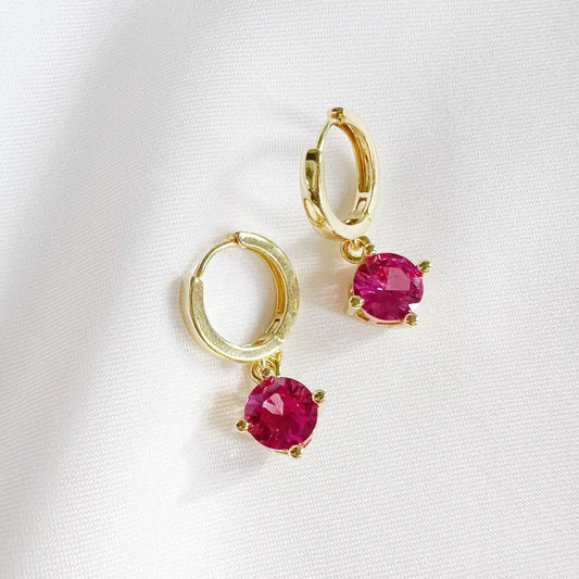 Margot Pink Cz Huggie Hoops Gold Filled Earrings