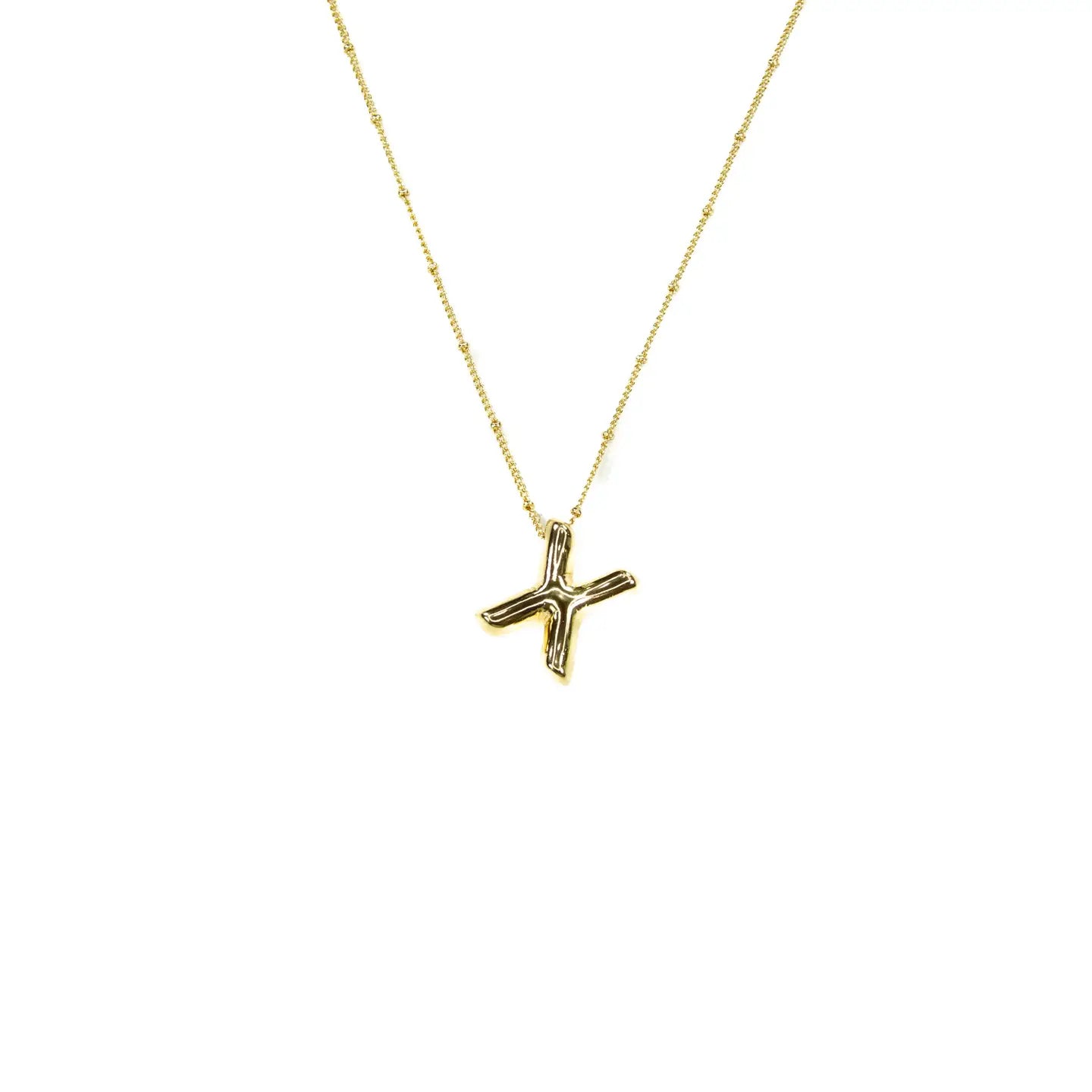 Initial Balloon Bubble 18K Gold Necklace - Smooth