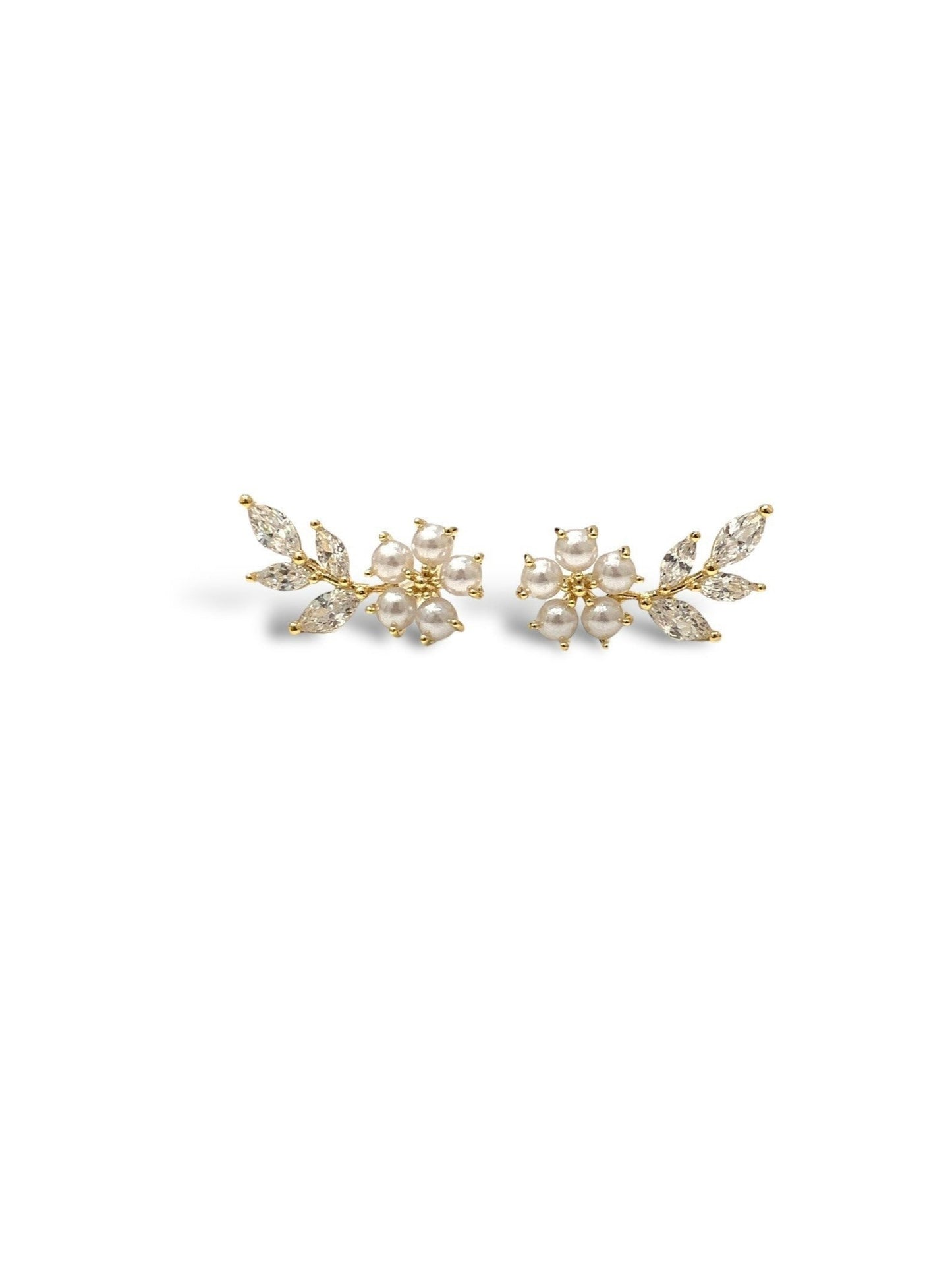 Isadora Pearl Flower climber Earrings - White