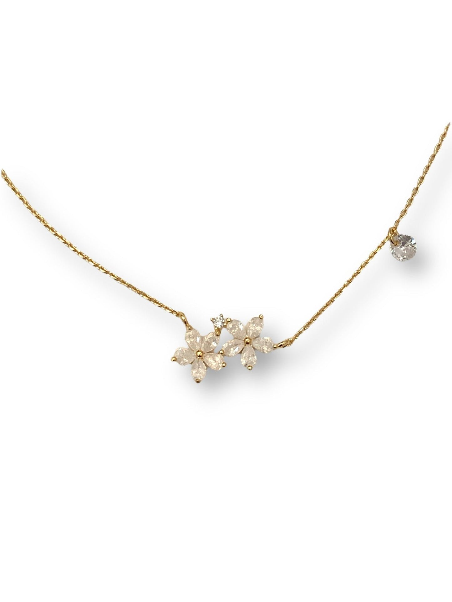 Olivia petal and drop Necklace - Gold