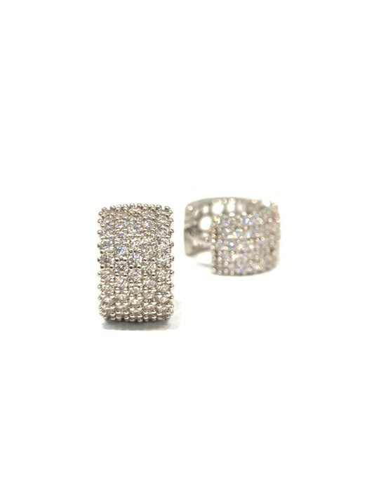 Ada five rows small huggies -  White Gold, Clear